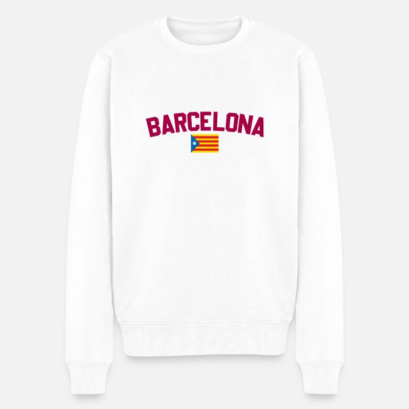 Barcelona - Männer Premium Bio Pullover - Weiß