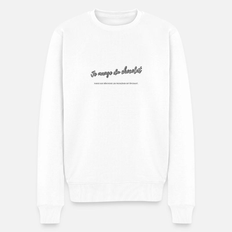 Ich esse Schokolade - Männer Premium Bio Pullover - Weiß