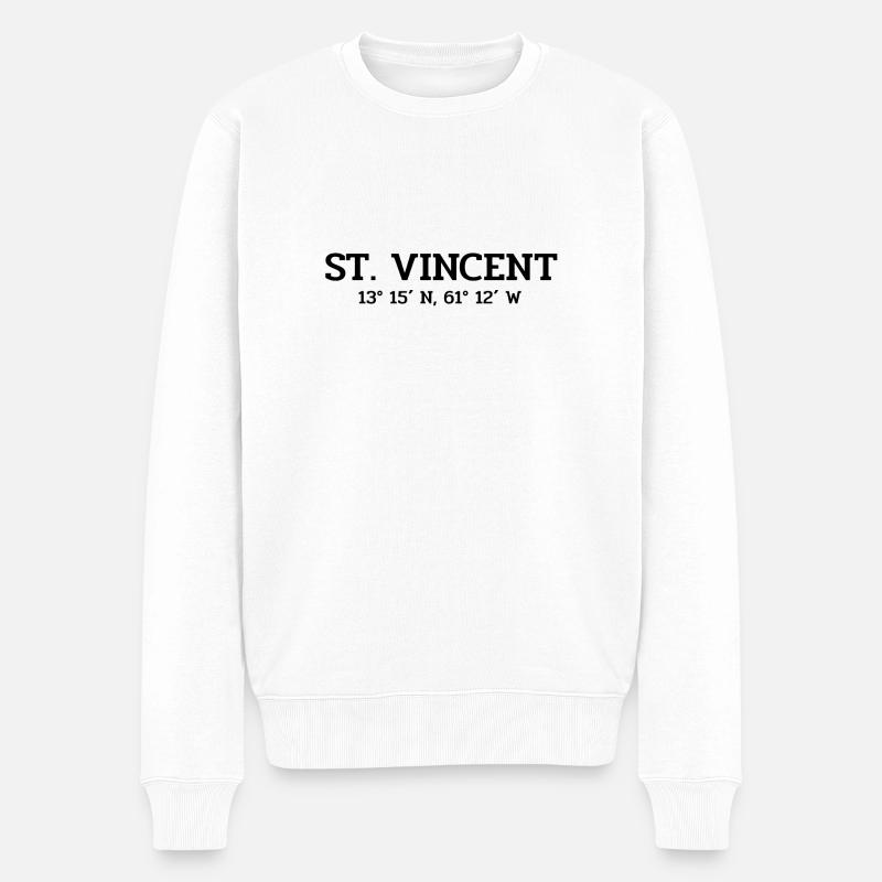 Saint Vincent Coordinates Koordinaten West Indies - Männer Premium Bio Pullover - Weiß