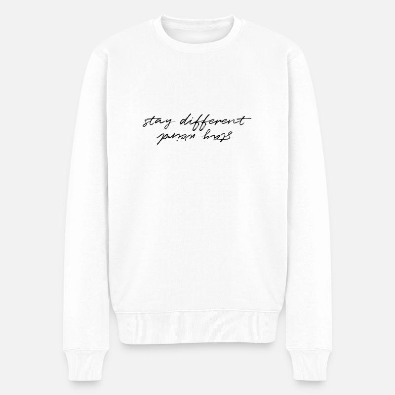 Bleib verrückt - Männer Premium Bio Pullover - Weiß