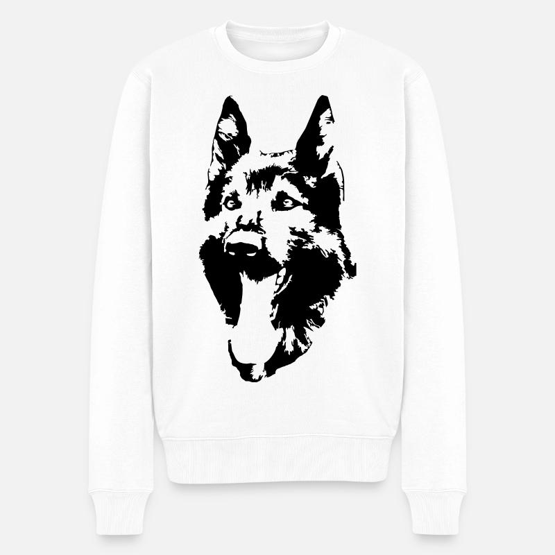 Deutscher Schäferhund Kopf - Männer Premium Bio Pullover - Weiß