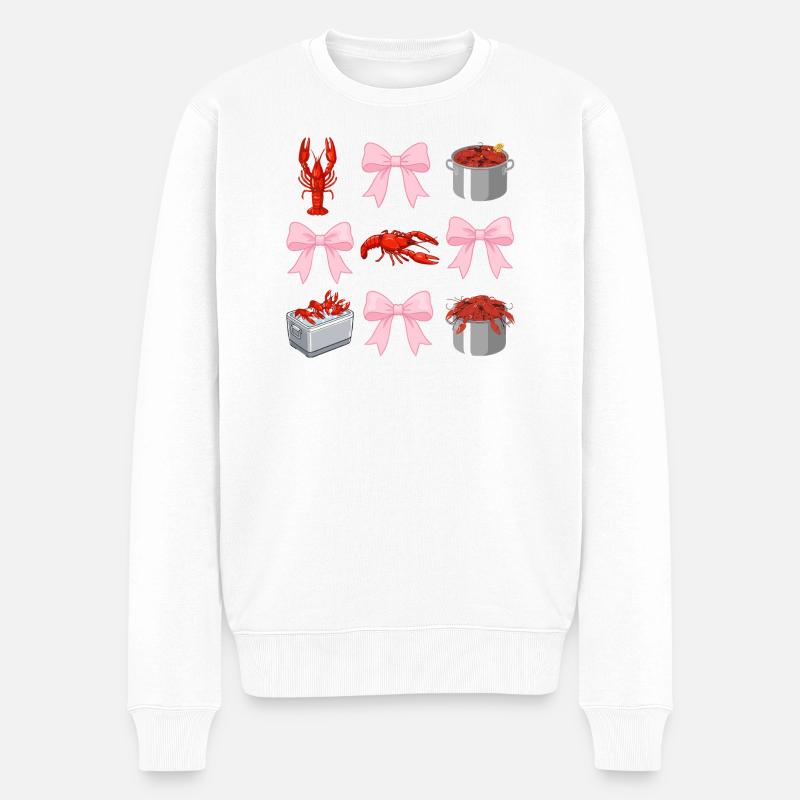 Écrevisses et Nœuds Roses Style Coquette - Pull Premium bio Homme - blanc