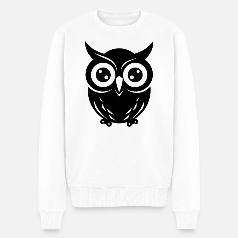 Eule - Männer Premium Bio Pullover - Weiß