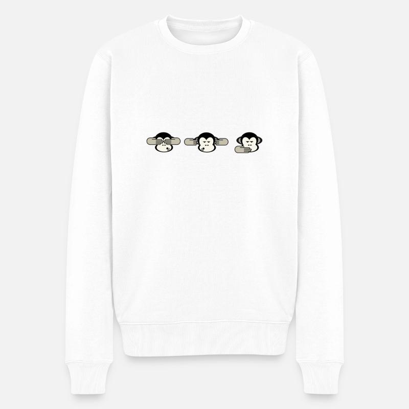 3 singes - Pull Premium bio Homme - blanc