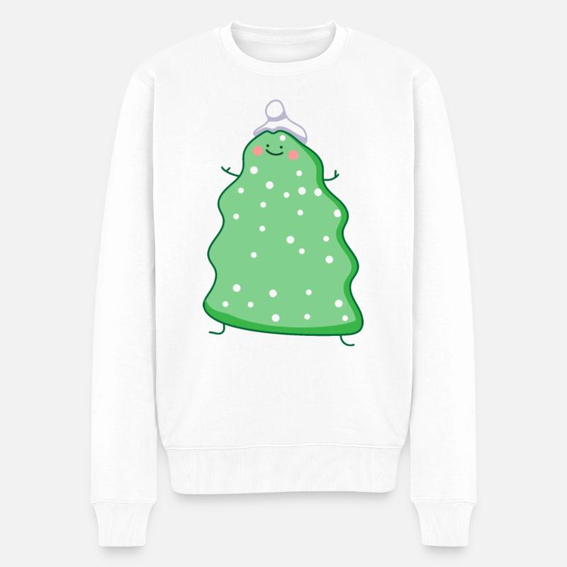 Lustige Tanne Tannenbaum - Männer Premium Bio Pullover - Weiß