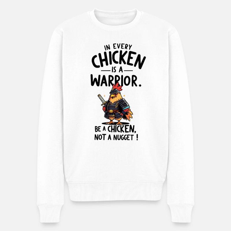 Huhn als Krieger - Männer Premium Bio Pullover - Weiß