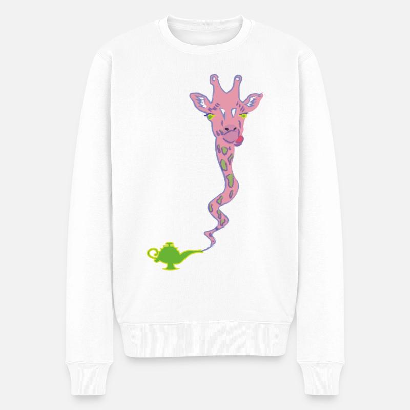 Wunderaffe - Wunderlampe mit Giraffe Geschenk - Männer Premium Bio Pullover - Weiß
