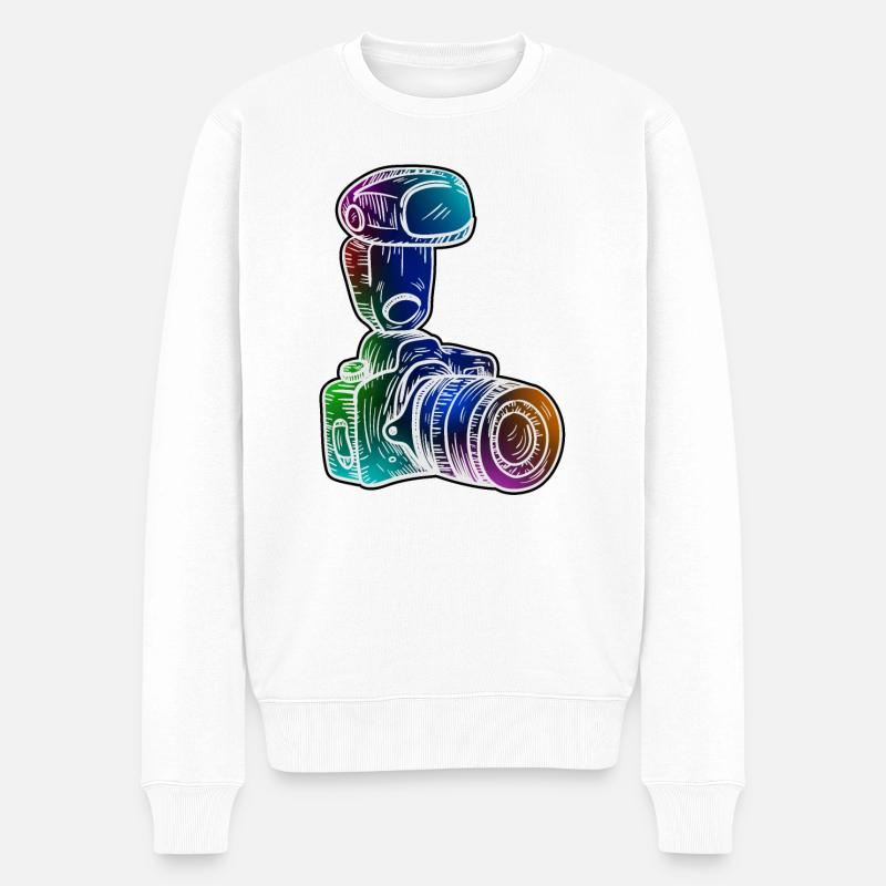 Spiegelreflex Kamera mit Blitz - Männer Premium Bio Pullover - Weiß