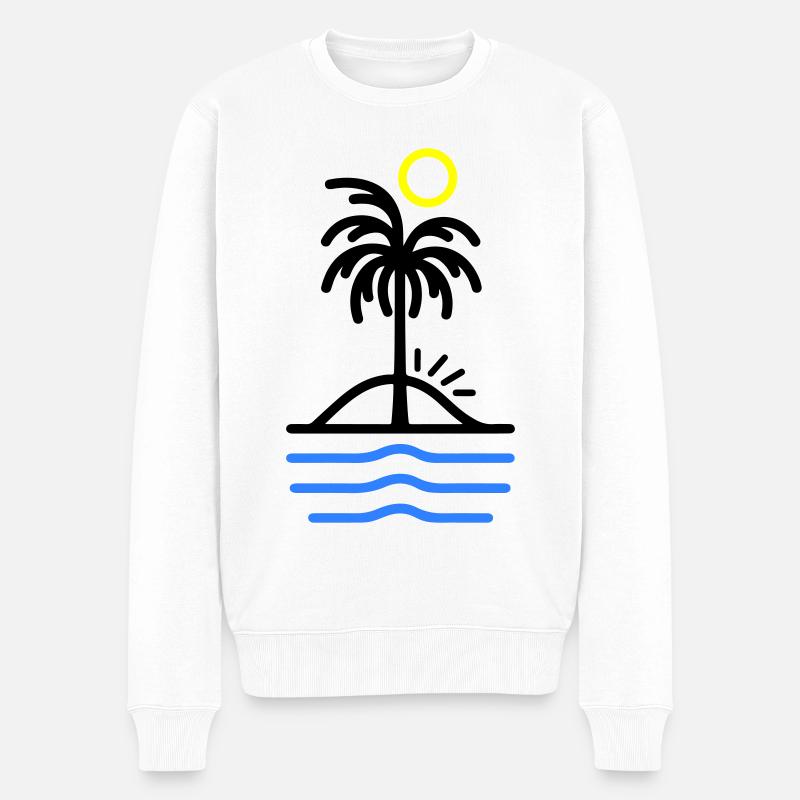 Palmen Insel - Männer Premium Bio Pullover - Weiß