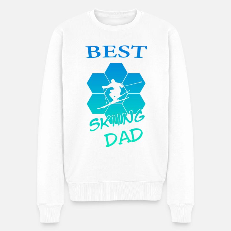 Skiing Dad - Männer Premium Bio Pullover - Weiß
