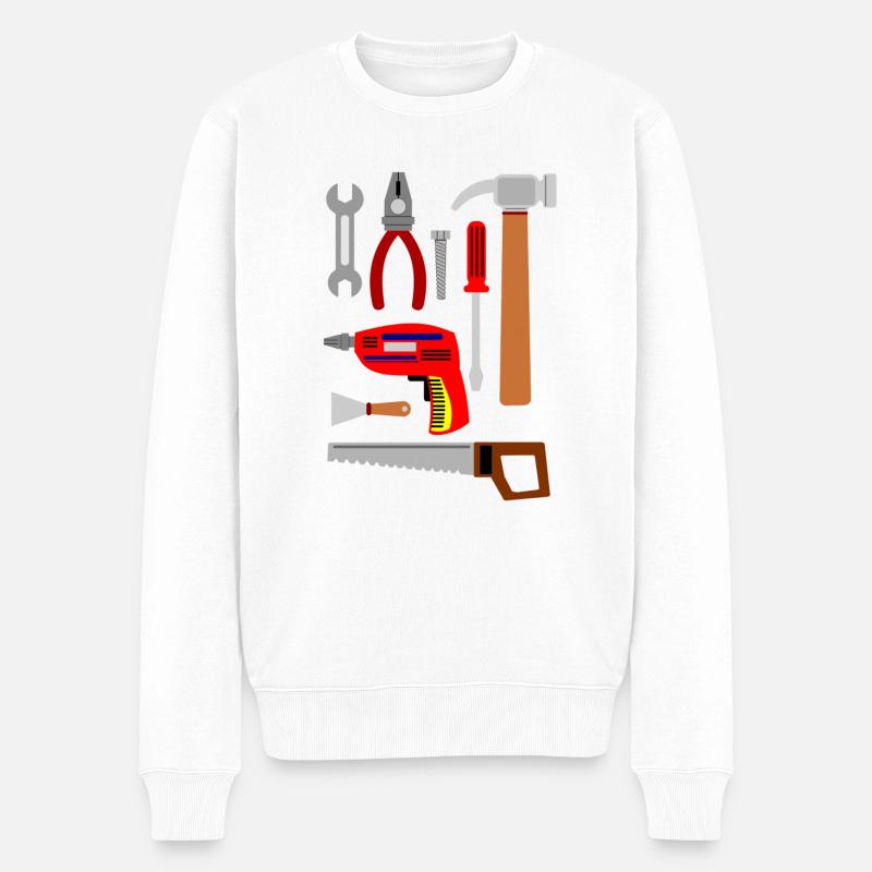 Werkzeugset für den perfekten Heimwerker - Männer Premium Bio Pullover - Weiß