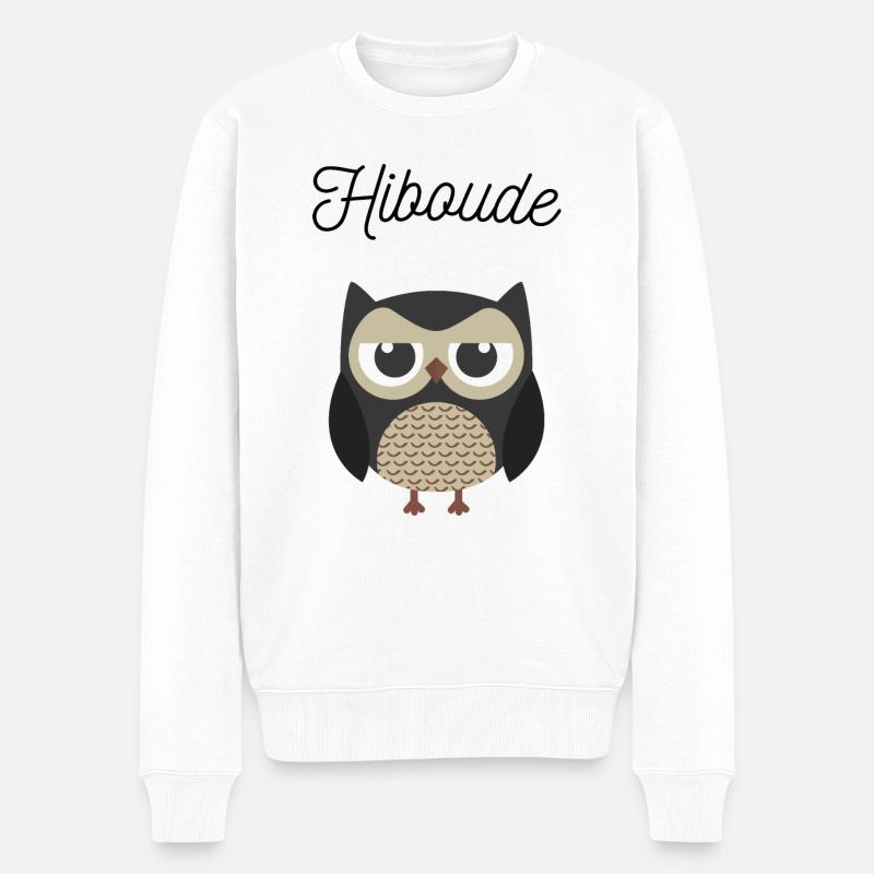 Hiboude, il boude le hibou - Pull Premium bio Homme - blanc