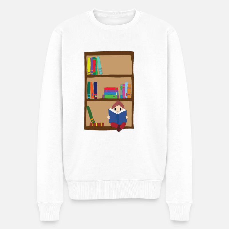 Bücherregal - Männer Premium Bio Pullover - Weiß