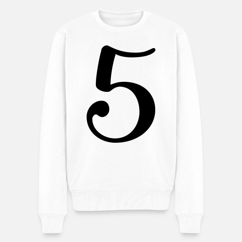 5 - Männer Premium Bio Pullover - Weiß
