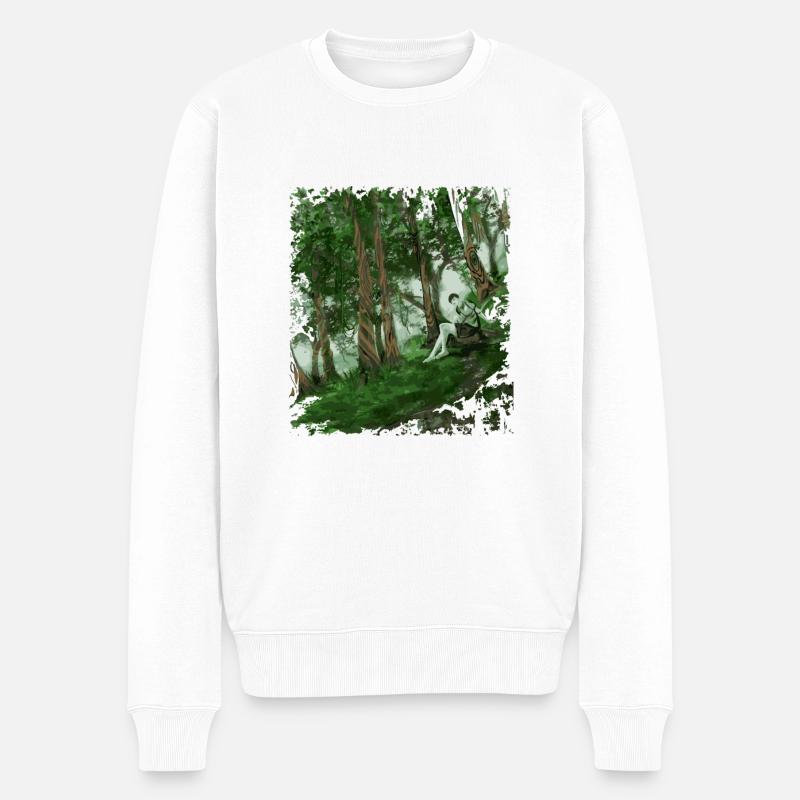 Hidden Realm - Männer Premium Bio Pullover - Weiß
