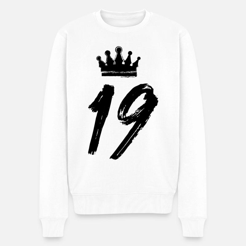 19 Couronne numérique - Pull Premium bio Homme - blanc