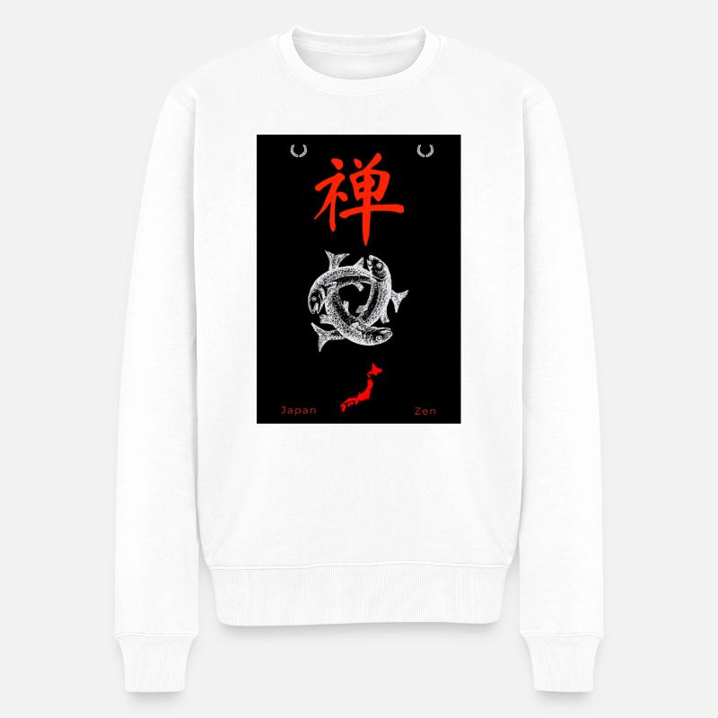 Japanisch - Männer Premium Bio Pullover - Weiß