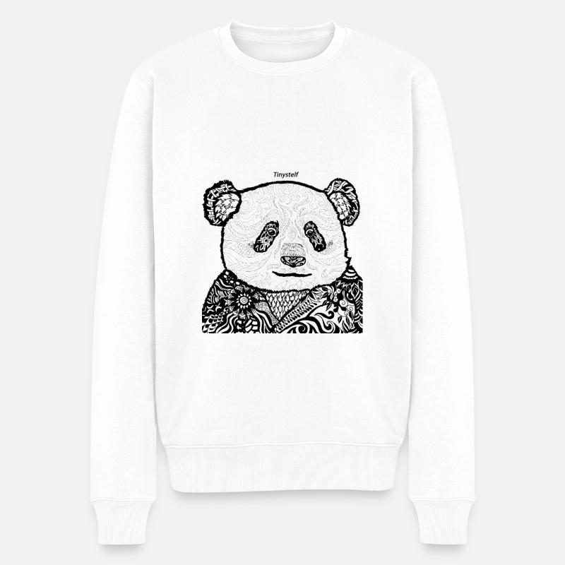 PANDA MANDALAS - Männer Premium Bio Pullover - Weiß