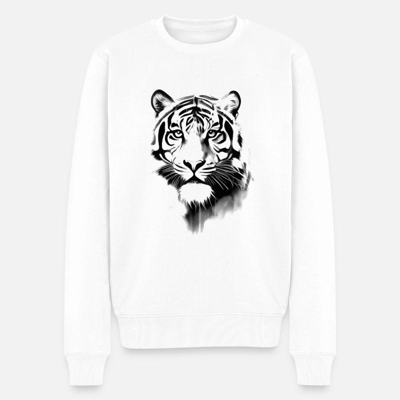 Tiger schwarz weiß - Männer Premium Bio Pullover - Weiß