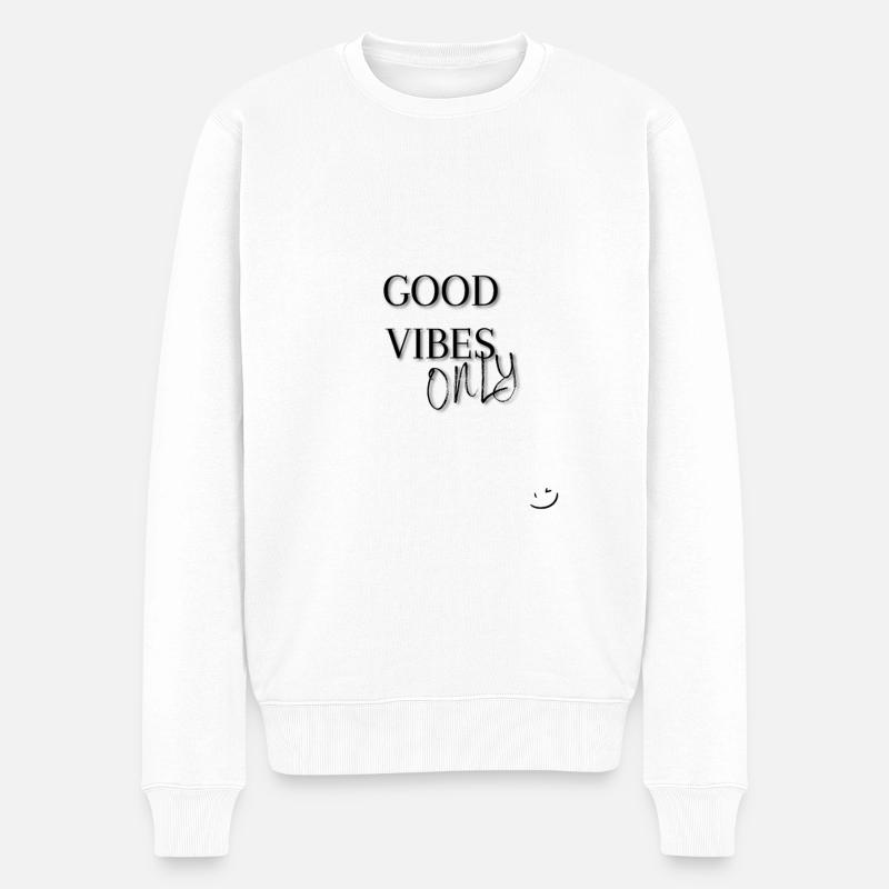 GOOD VIBES - Männer Premium Bio Pullover - Weiß