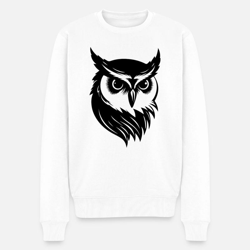 Eule Eulen Vogel Vögel - Männer Premium Bio Pullover - Weiß