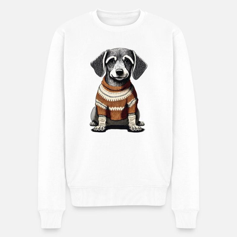 Chien avec un pull - Pull Premium bio Homme - blanc