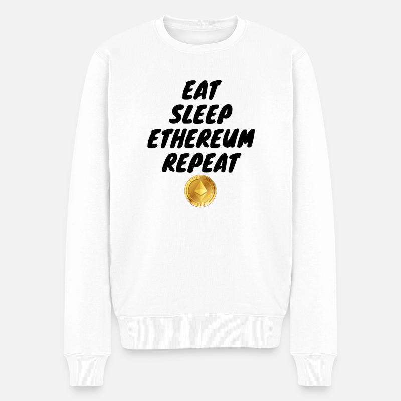 Krypto Eat sleep Repeat ETH - Männer Premium Bio Pullover - Weiß
