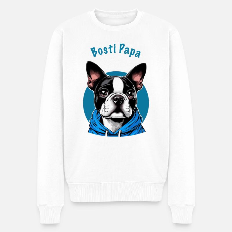 Bosti Papa - Männer Premium Bio Pullover - Weiß