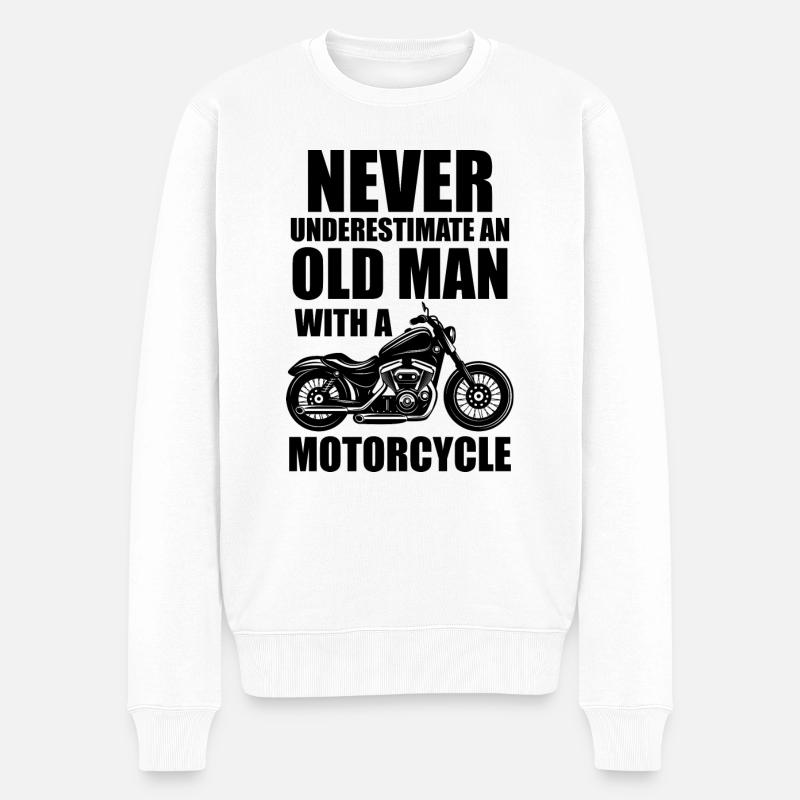 Lustiger Motorrad Spruch - Männer Premium Bio Pullover - Weiß