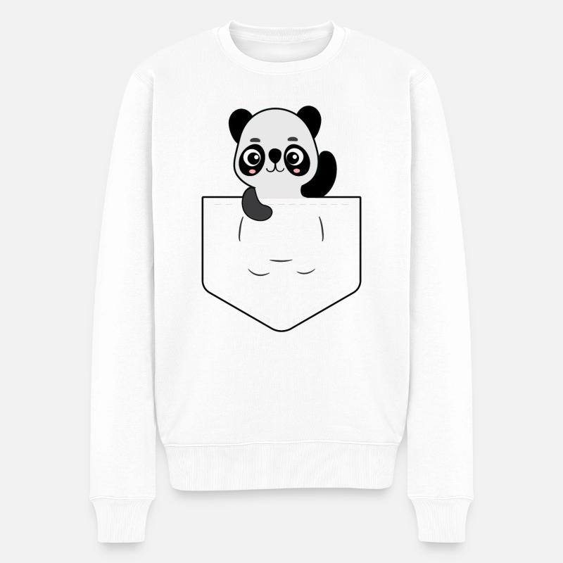 Putzi der Panda im Taschenformat - Männer Premium Bio Pullover - Weiß