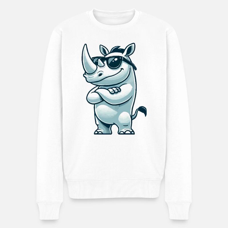 Nashorn Comic Sonnenbrille - Männer Premium Bio Pullover - Weiß
