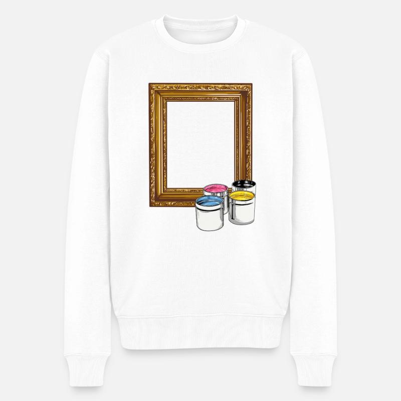 Bilderrahmen // Ausmalmotiv // Kinder - Männer Premium Bio Pullover - Weiß