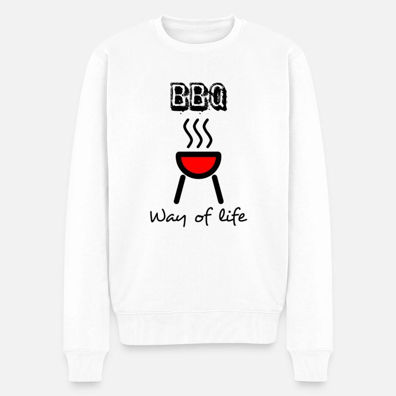 Grillen ist Leben - Männer Premium Bio Pullover - Weiß