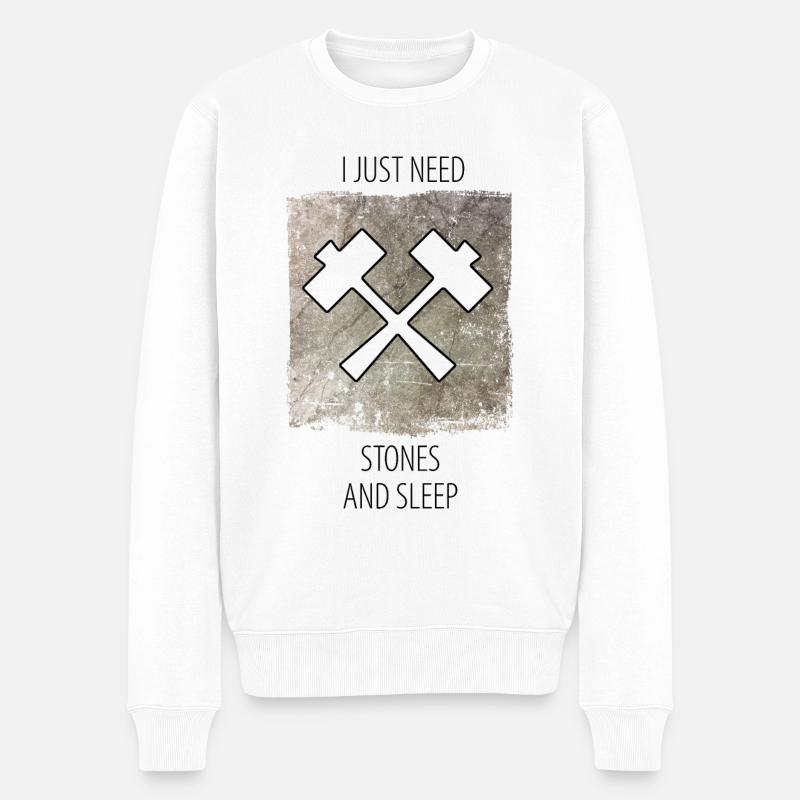 Steinmetz Steinbildhauer Spruch - Männer Premium Bio Pullover - Weiß