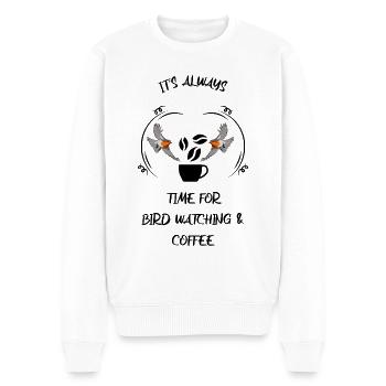 Bird Watching Bird Watching Birding Coffee - Men's Premium Organic Jumper - white - Front - Thijin (182cm)
