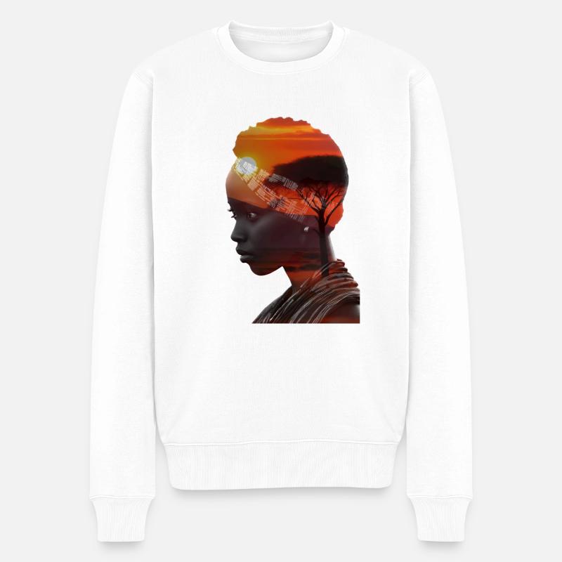 Afrikanische Frau - Männer Premium Bio Pullover - Weiß