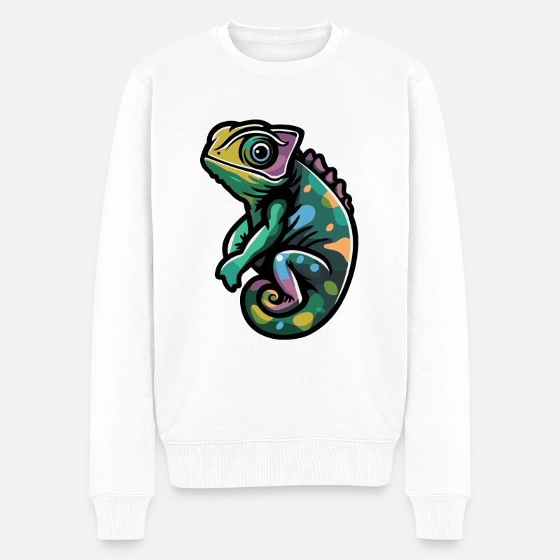 Chameleon Comic - Männer Premium Bio Pullover - Weiß