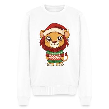 Bande dessinée de Noël Lion - Pull Premium bio Homme - blanc - Devant - Thijin (182cm)