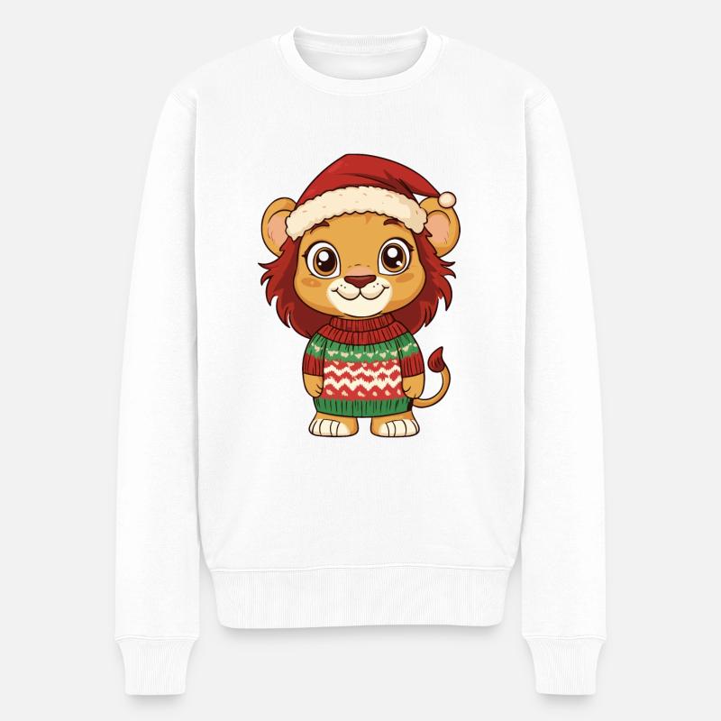 Bande dessinée de Noël Lion - Pull Premium bio Homme - blanc