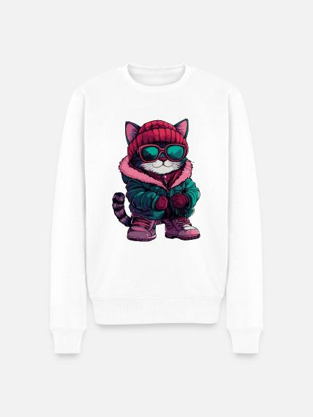 Cat Cool Comic - Men's Premium Organic Jumper - white