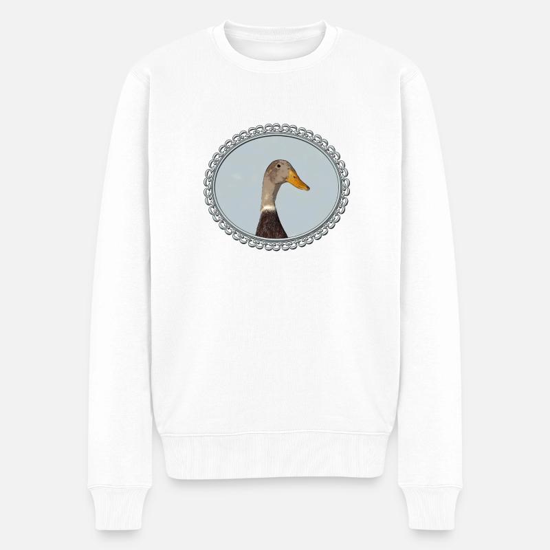 Laufente im rahmen - Männer Premium Bio Pullover - Weiß