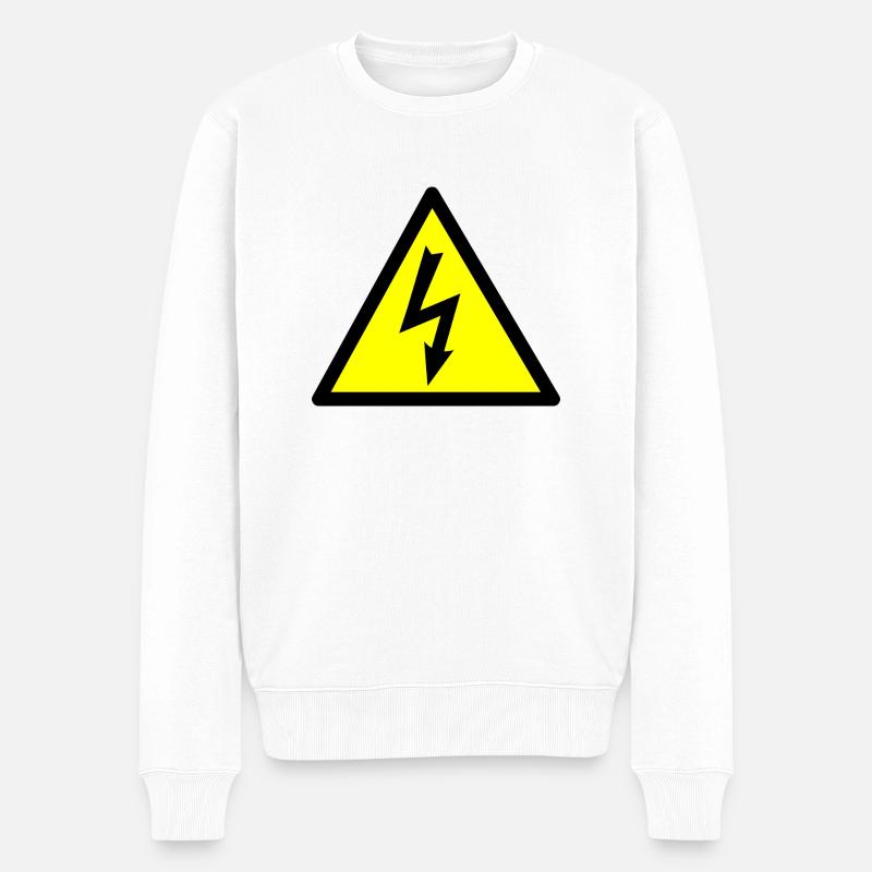 Hochspannung Blitz - Männer Premium Bio Pullover - Weiß