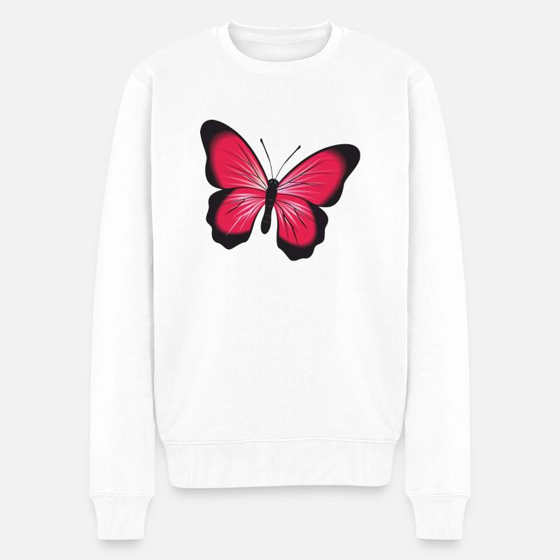 Red pink butterfly gift idea - Men's Premium Organic Jumper - white