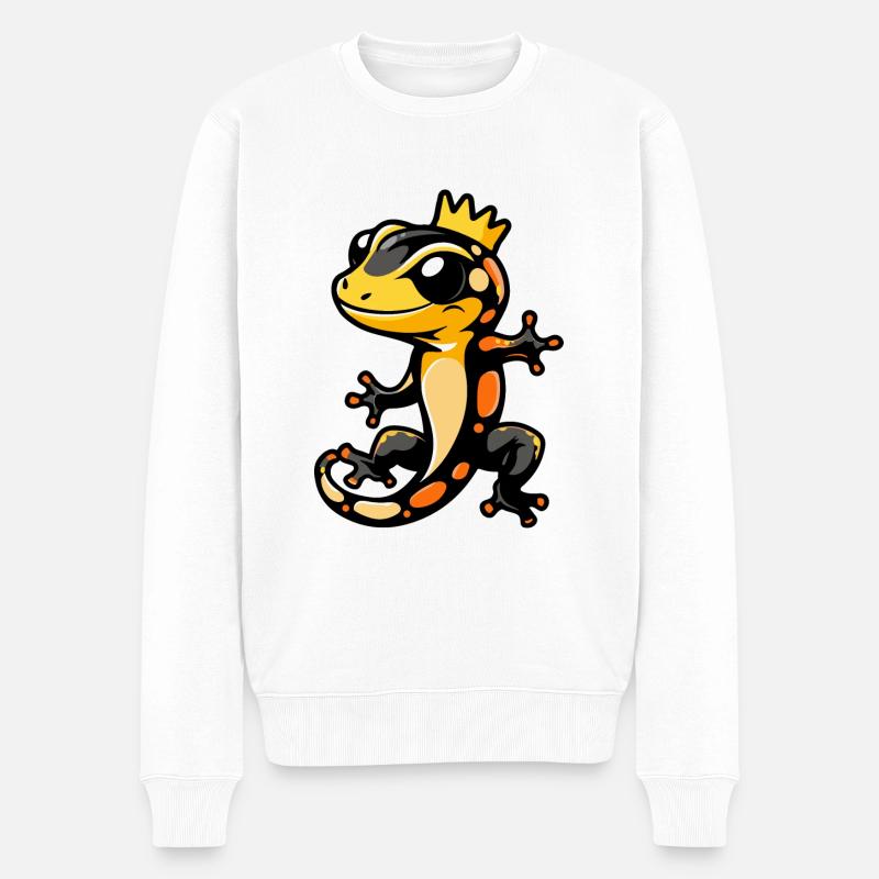 Couronne de bande dessinée lézard - Pull Premium bio Homme - blanc