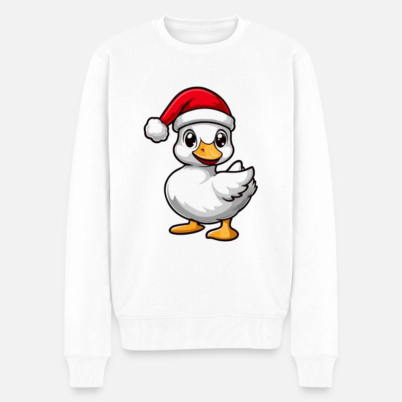 Gans Weihnachten Niedlich - Männer Premium Bio Pullover - Weiß
