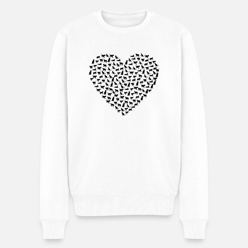 Heart Cat - Männer Premium Bio Pullover - Weiß