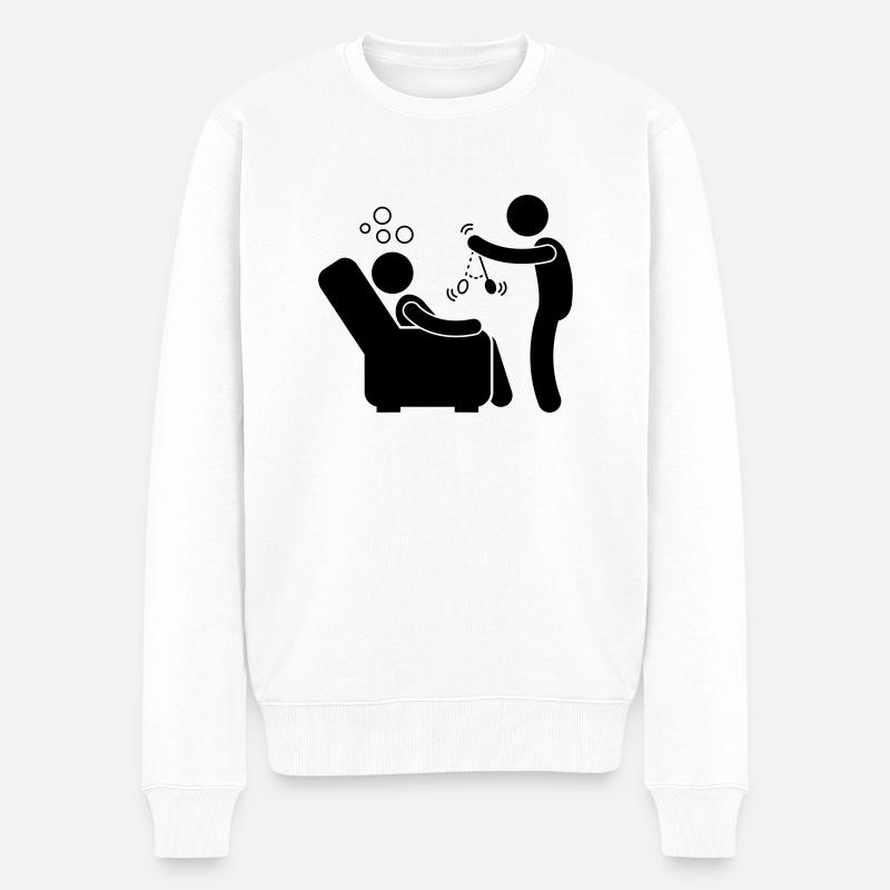 Hypnose - Hypnotisch - Männer Premium Bio Pullover - Weiß