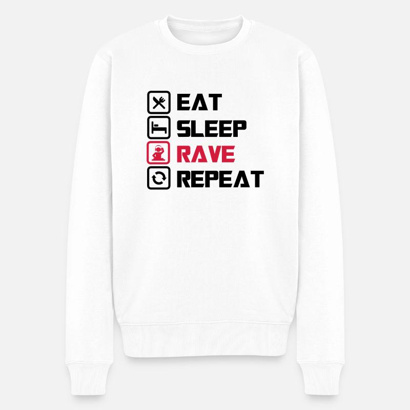 Schlaf Rave wiederholen - Männer Premium Bio Pullover - Weiß