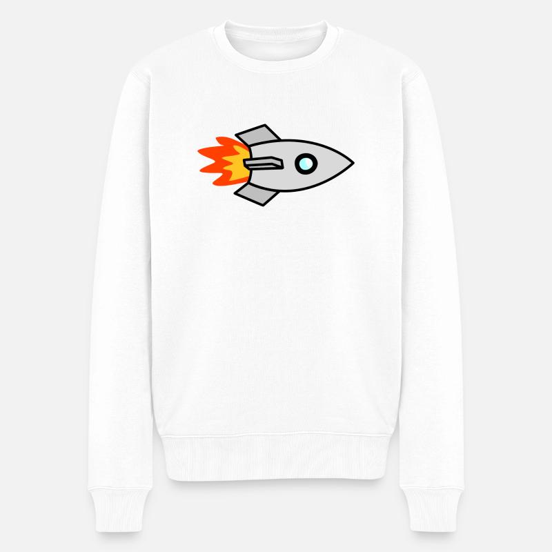 Rakete - Männer Premium Bio Pullover - Weiß