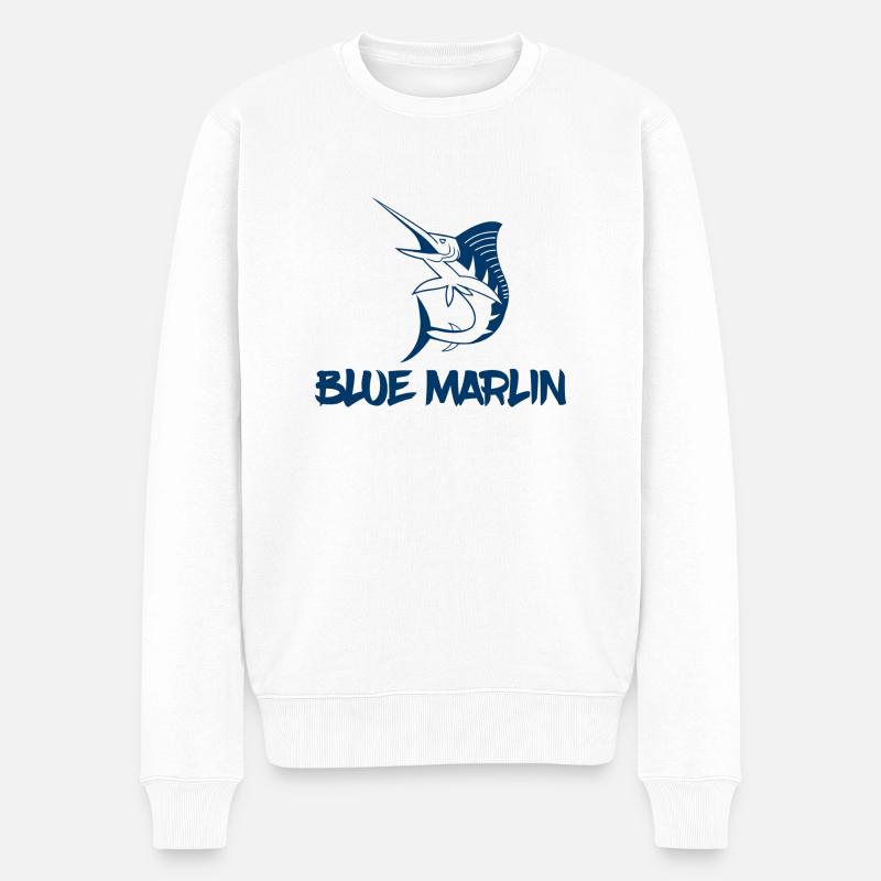 Pêcheurs - Pêche - Blue Marlin - Cadeau - Pull Premium bio Homme - blanc